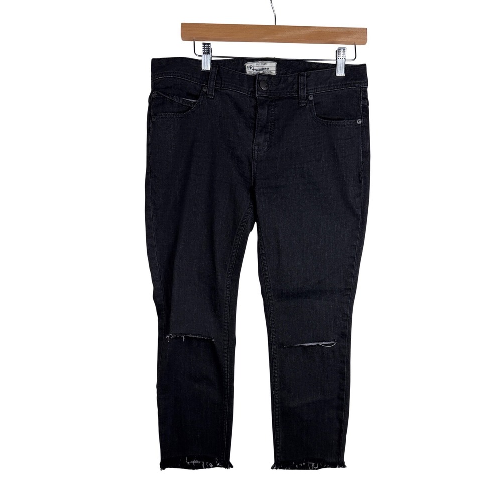 Free People Distressed Skinny Jeans size 29 Black